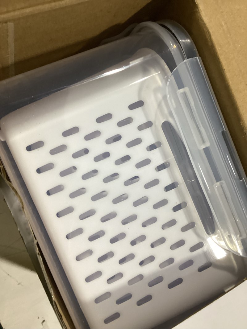 Condition photo showing New/Like New for Freshmage Fruit Storage Containers for Fridge with Removable Colander, Airtight Food Storage Container, Dishwasher Safe Produce Saver for Refrigerator, Keep Berry Fruit Fresh Longer 4 pcs Small Clear clear Small 4