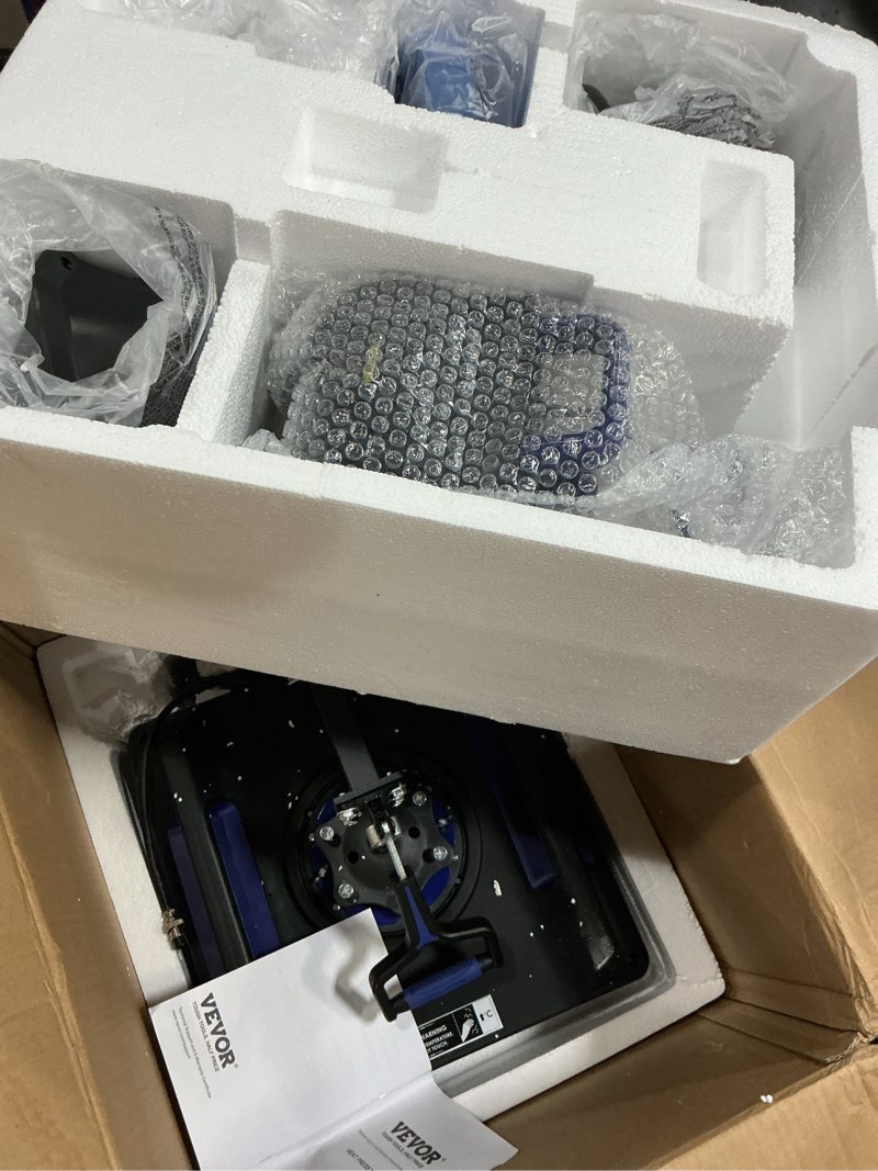 Condition photo showing Good Condition for vevor heat press machine, 15 x 15 inch, 5 in 1 heat transfer machine with 30 oz tumbler press, 360° swing away digital t-shirt pressing, teflon coating, for t-shirts/mugs/hats/plates, black+blue