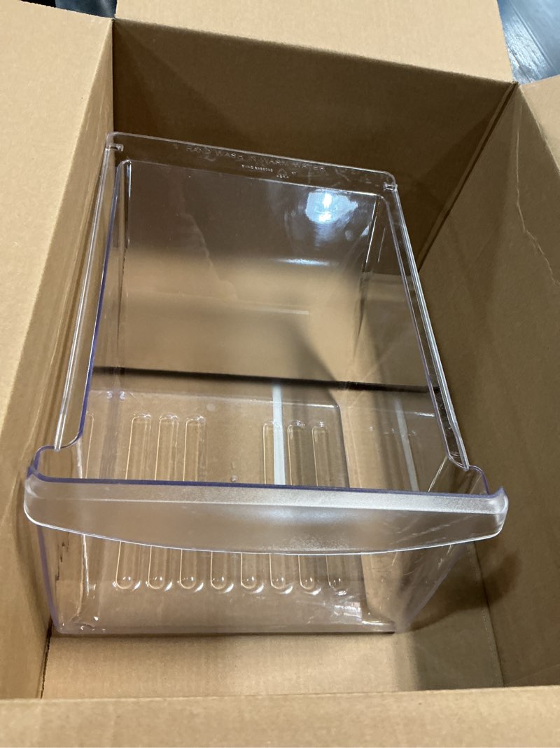Condition photo showing As Is for Smart Choice Clear Refrigerator Door Bin Crisper Drawer Replacement for Frigidaire 240364503