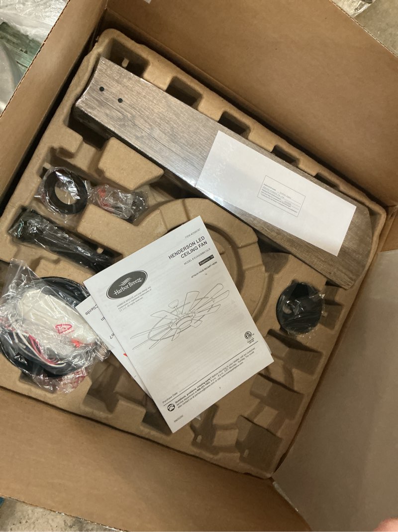 Condition photo showing Good Condition for Harbor Breeze Henderson 60-in Matte Black LED Indoor Ceiling Fan with Light Remote (10-Blade)