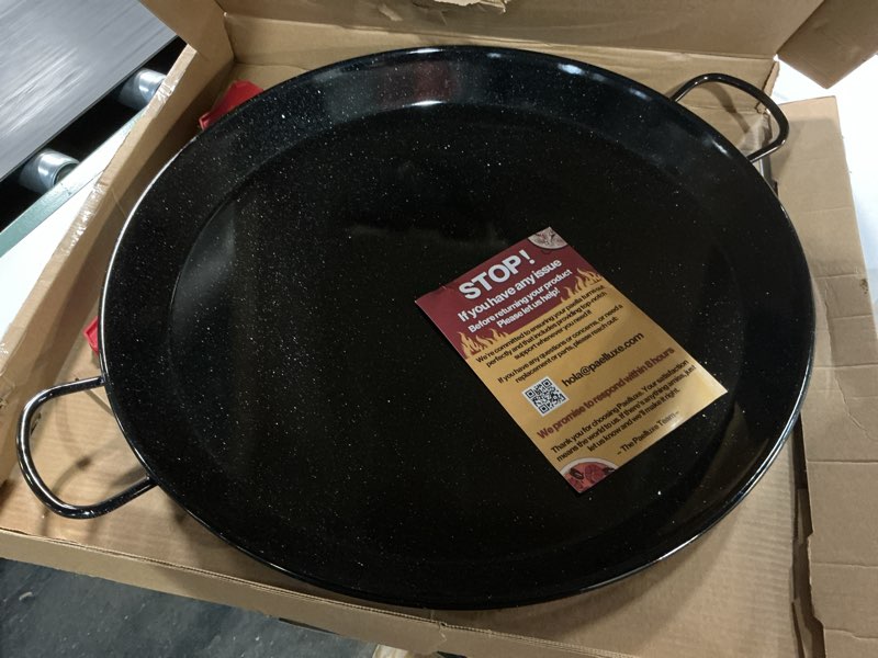 Condition photo showing Good Condition for paella pan – enamelled, no-rust steel skillet – easy-to-clean pan for propane & gas burners – indoor & outdoor cooking cacerola paellera sarten – 22 inch, for 16 servings