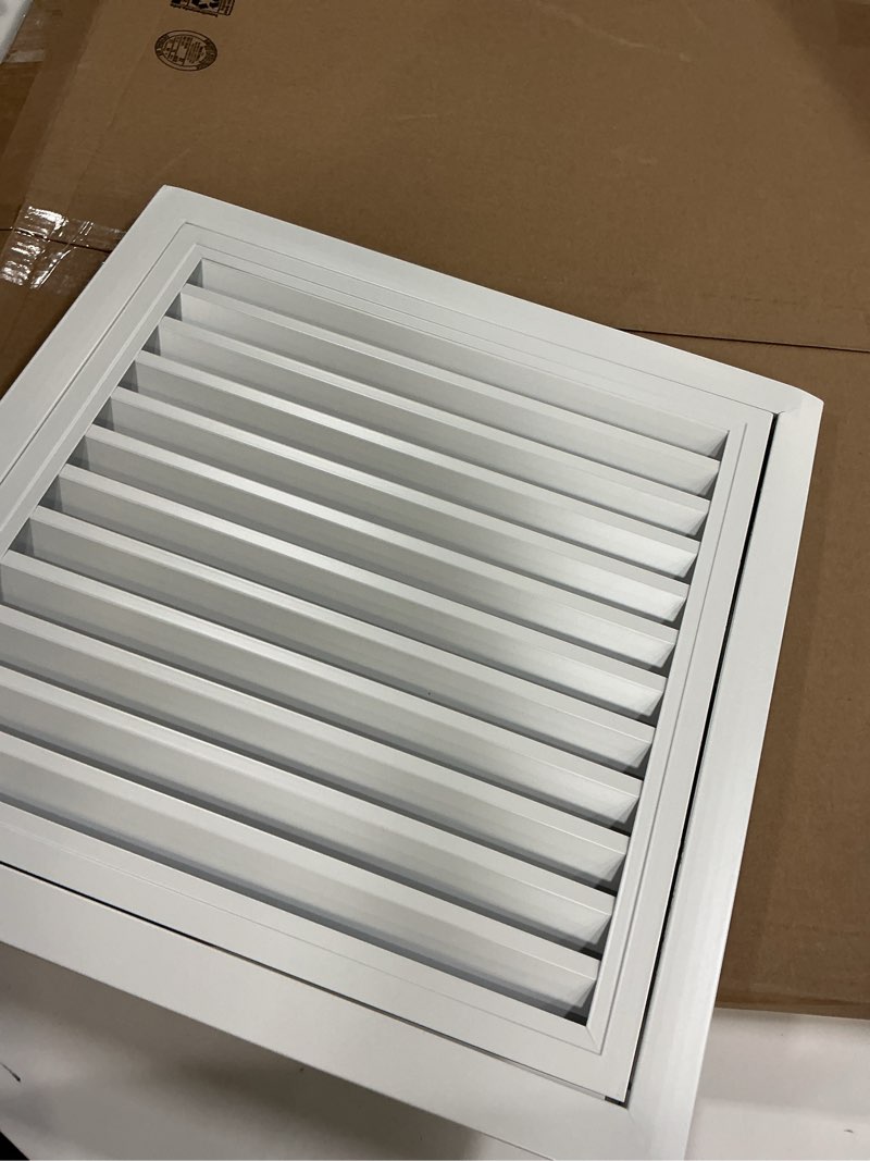 Condition photo showing Good Condition for PATIKIL 18" x 18" Aluminum Return Grille, Return Air Vent Cover Linear Bar Removable Grille with Mesh Filter for Sidewall Wall Ceiling Floor HVAC System, White 18 x 18 Inch