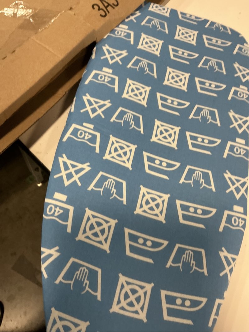 Condition photo showing Good Condition for tabletop ironing board 12"x29" – portable folding ironing board with thick felt padding, heat-resistant cover, stainless steel legs, compact & space-saving design (blue runes)