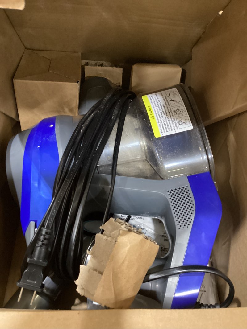 Condition photo showing As Is for intercleaner 23ft corded vacuum cleaner, with led headlights & large dust cup, powerful suction for hard floors & carpets, adjustable stick, perfect for pet hair, wall mount storage