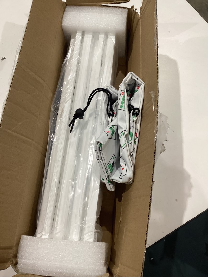 Condition photo showing Good Condition for mahjong racks with pushers, white wooden american mahjong tile pushers and racks set of 4, with white printed mahjong racks drawstring bag, mahjong accessories (19.68 inches)