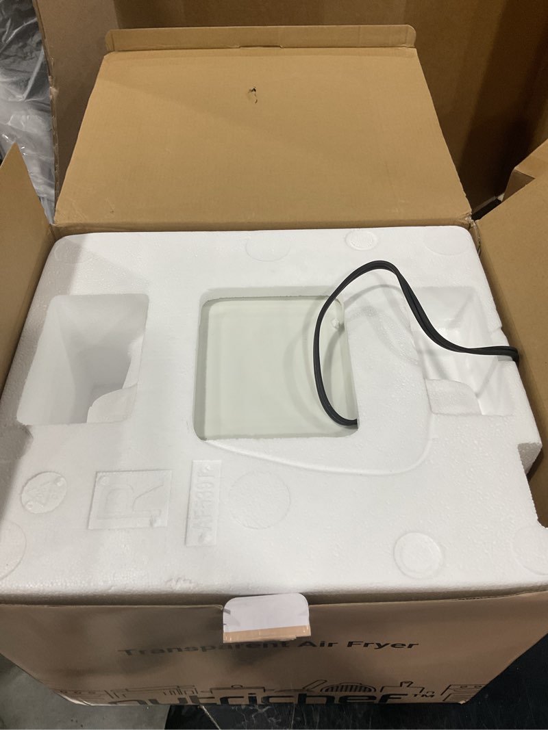 Condition photo showing Good Condition for nutrichef 5.8 quart air fryer | 8-1 preset cook modes | transparent fry bowl for best cooking results | cook shrimp, steak, fries, wings, chicken & more | precise temperature control & time | white
