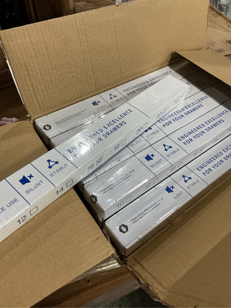 Condition photo showing New/Like New for LONTAN Soft Close Drawer Slides 16 Inch 10 Pairs - SL4502S3-16 Full Extension Ball Bearing 16" Cabinet Drawer Rails Heavy Duty Dresser Glides 100lb Capacity 16 Inch 10 pair Drawer Slides