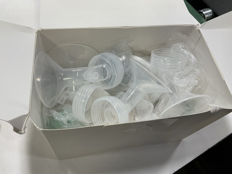 Condition photo showing Good Condition for 4 full pump parts kits for spectra s1/s2/9 plus/synergy gold, replacement kit for spectra pump parts 4pc,include 24mm flange, duckbill valve, tube, bottle, backflow protector, not original accessories 4pack-24mm green