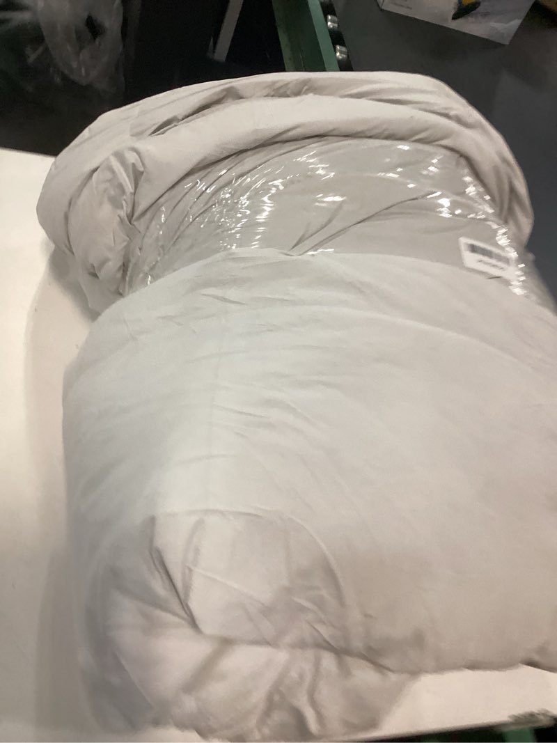 Condition photo showing As Is for L LOVSOUL Goose Feather Down Fiber Comforter King Size, 100% Organic Cotton Fabric Duvet Insert,1200TC,750+FP, Hotel Collection, All Season Light Grey Bedding Comforters with 8 Tabs King(106x90inches) Light Grey/All Season