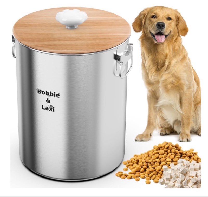 25 Lbs Large Stainless Steel Dog Food Storage Container