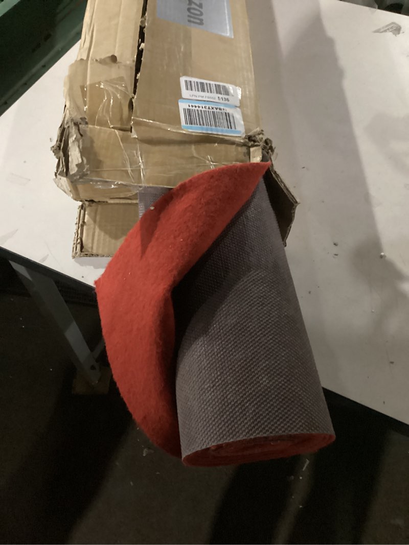 Condition photo showing As Is for HOMBYS 450 GSM Extra Thick 3x10 ft Red Carpet Runner for Partys & Events, Heavy-Duty Felt Aisle Runway Rug for Steps, Prom Proposal & Wedding Ceremony Decorations, Hollywood Oscars for VIP Awards 3' x 10' (Rectangular) Red