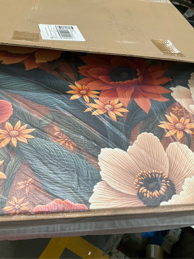 Condition photo showing Good Condition for large boho flower botanical framed canvas wall art,abstract floral wall decor,embroidery plant wall painting,bloom wildflower artwork for living room,bedroom,dining room,office -24"x36"x3 boho embroidery flower wall art 36"l x 24"w