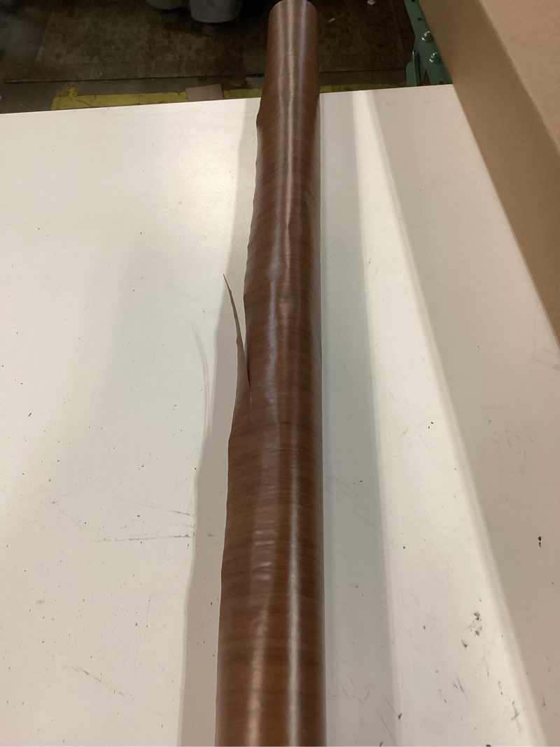 Condition photo showing As Is for brown wood grain contact paper thick walnut wood wallpaper peel stick walnut wood look wall paper removable adhesive waterproof wall covering decoration countertop table counter vinyl wrap 32x78inch 32" x 78" warm brown