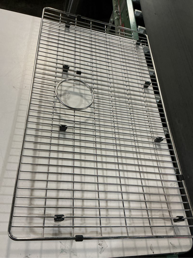 Condition photo showing As Is for Serene Valley Sink Bottom Grid 23" X 14-1/2", Rear Drain with Corner Radius 3/8", Sink Protector SVH2315R