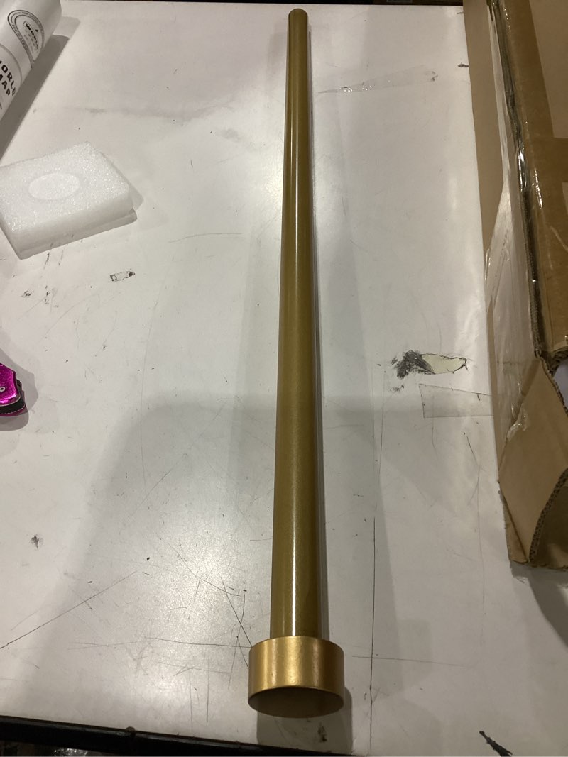 Condition photo showing Good Condition for elrene home fashions serena single curtain rod for curtains and drapery with contemporary cap finials, 1-inch diameter, 28" - 48" adjustable rod, soft gold 28" - 48" adjustable rod soft gold