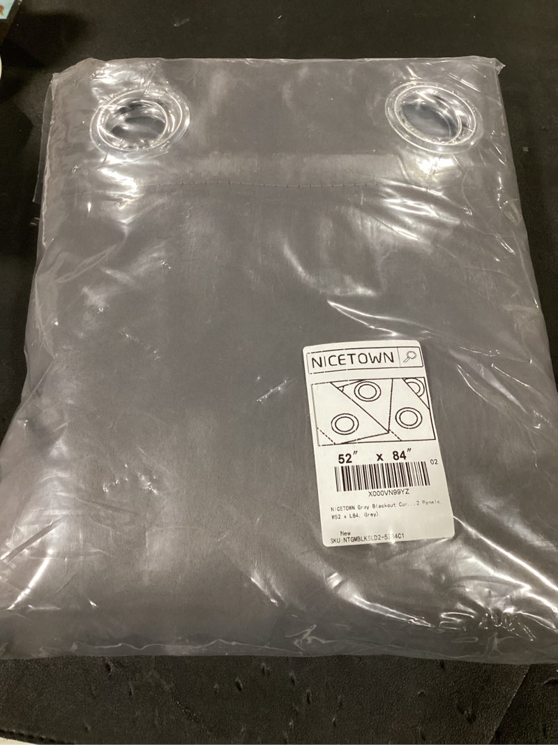Condition photo showing New/Like New for nicetown gray blackout curtains for bedroom 84 inches long - thermal drapes grommet room darkening light blocking curtains window treatments for living room (2 panels, w52 x l84, grey) grey 52"w x 84"l (pack of 2)