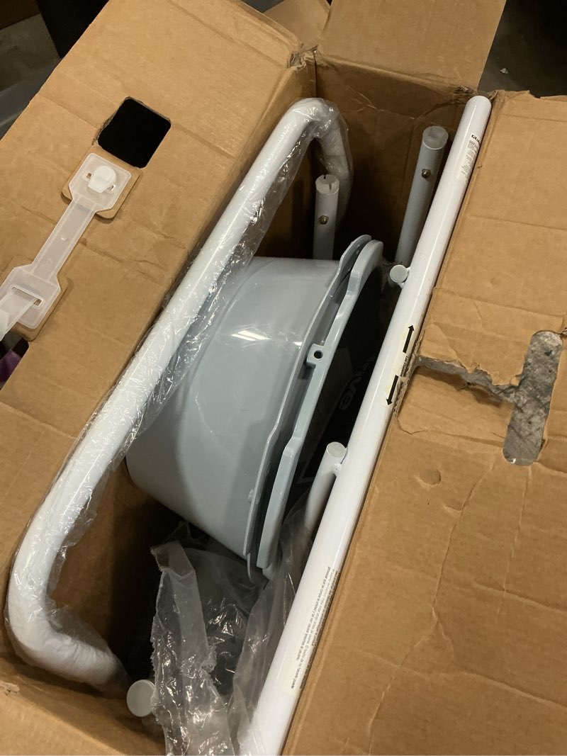 Condition photo showing As Is for Medline 3-in-1 Steel Bedside Commode, Elongated Seat, Sturdy Folding Frame, 7.5 QT. Bucket, 350 lb. Weight Capacity, Clip-on Seat, Easy Cleaning, Tool-Free Assembly, Gray