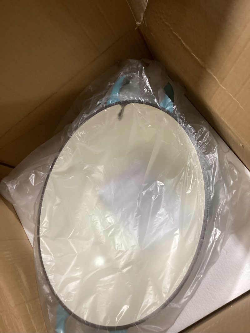 Condition photo showing As Is for Enameled Oval Dutch Oven Pot with Lid, 7 QT Cast Iron Dutch Oven with Dual Handles for Cooking, Bread Baking, Frying, Non-stick Enamel Coated Oven (Blue-Green) 7 QT Blue-Green