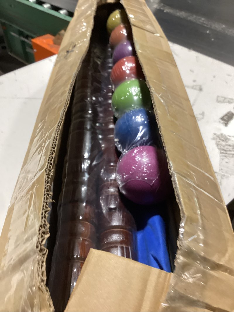 Condition photo showing Good Condition for croquet set for adults - 8 players croquette kit with 35in deluxe, 32in regulation size rubber wood mallets, colored pe ball, wickets, 24in end stakes, lawn backyard game for families