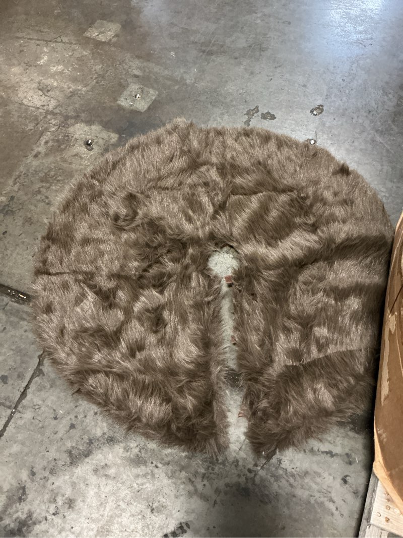 Condition photo showing As Is for latepis circle rugs for bedroom 3ft brown beige round shag faux fur rug washable fluffy rugs for living room small area rug throw soft rug room decor