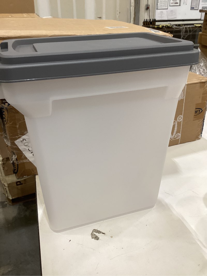 Condition photo showing Good Condition for iris usa dog food storage container, airtight lid, 2-cup scoop, up to 13 pounds pet food storage, versatile pet food bin, treats, bpa free, dark gray 13 lbs clear/dark gray