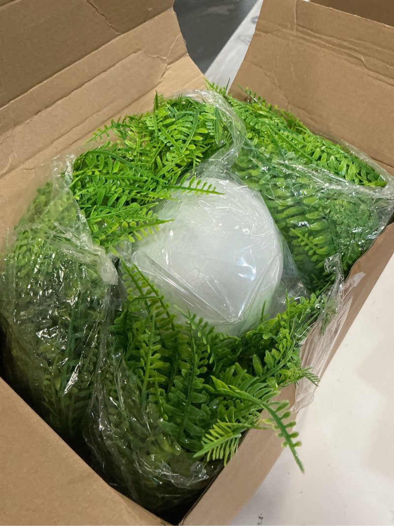 Condition photo showing Good Condition for giegxin 4 pack artificial flowers outdoor small fake fern plants 4 hanging basket planters with 30 pcs fern faux uv resistant plastic plants for front porch living room garden decor