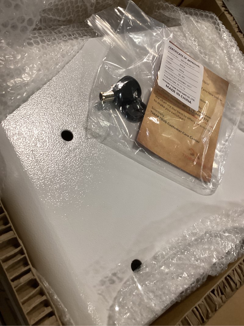 Condition photo showing Good Condition for TIGERKING 1.2 Cu Ft Small Safe Box, White Security Safe with Digital Keypad, 2-Bolt Anti-Theft Locking Bolts, Removable Shelf, Easy Setup for Closet, Apartment, Dorm, Home Office LK-WHITE