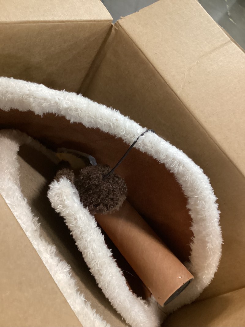 Condition photo showing As Is for sosation espresso martini cat scratcher 19.7" h cat scratching post scratcher with dangling ball for indoor cats scratching post for kittens and medium large cats espresso ball style