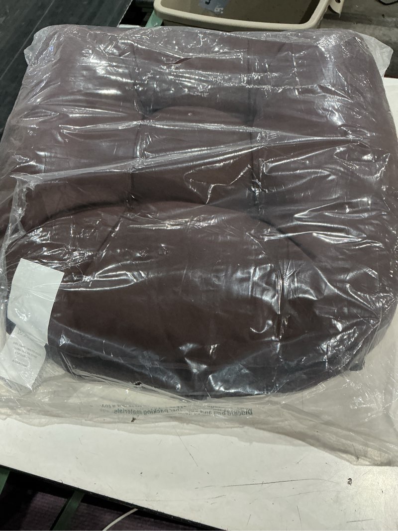 Condition photo showing Good Condition for color differs from stock photo. dark maroon.  race leaf 19" x 19" patio chair seat pads - outdoor/indoor patio cushions set of 2 - replacement cushions for chairs and seating - olefin seat pads for porch, deck, and garden seats