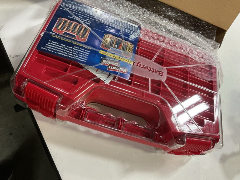 Condition photo showing Good Condition for ontel battery daddy storage & organizer case w/tester, stores & protects up to 180 batteries, double-sided, clear locking lid, secure latches & portable carrying handle - red (batteries not included) red original - 180 batteries