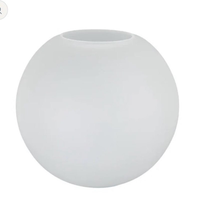  10" Clear Acid Etched Glass Neckless Ball Shade, 4 inch top opening (08857CE)