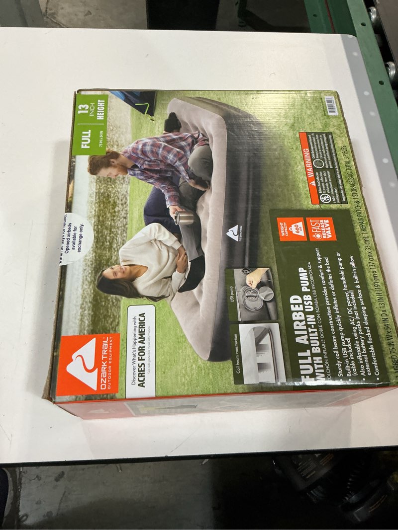 Condition photo showing New/Like New for ozark trail 13" full air mattress with built-in usb pump