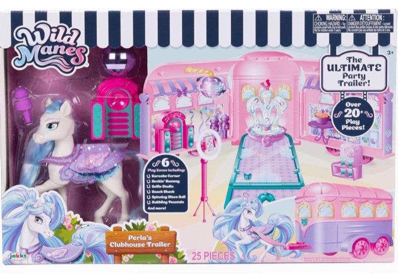 Wild Manes Horse Toys Perla's Clubhouse Trailer Playset with Perla Horse Doll Figure, with Over 25 Interactive Features