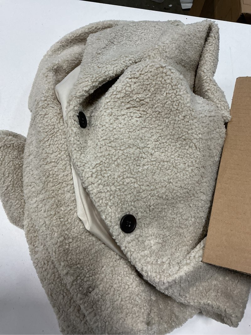 Condition photo showing Good Condition for Amazon Essentials Women's Teddy Bear Fleece Oversized-Fit Lapel Jacket (Previously Daily Ritual) Small Sand