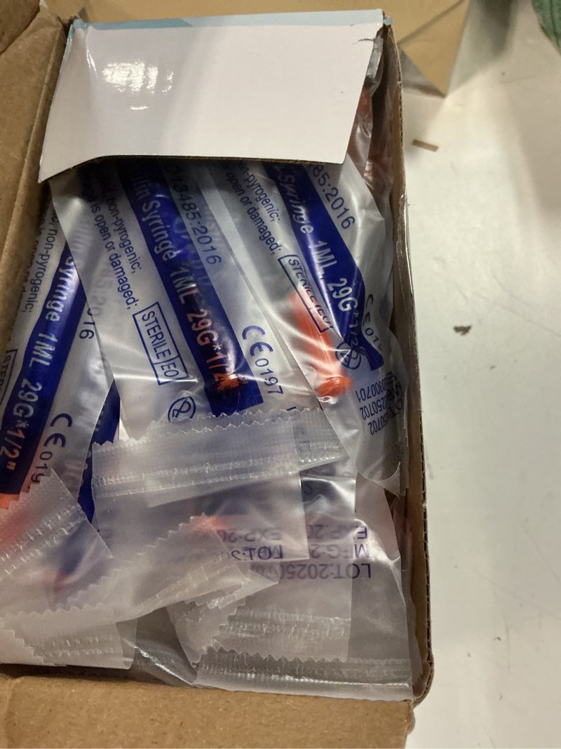 Condition photo showing New/Like New for U-100 Syringes - 1mL/cc 29G 1/2" (12.7mm) Disposable Syringe, Individual Wrapped, Pack of 100 1ml-29G-1/2" 100 Pack