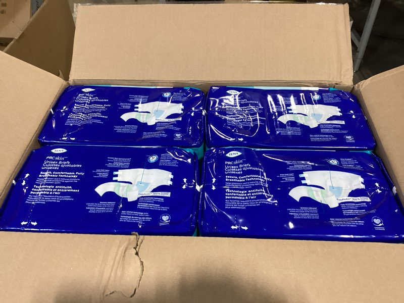 Condition photo showing New/Like New for tena proskin unisex super briefs, adult incontinence diapers with tabs, bladder leaks control, super absorbency, medium, 56 count medium 56