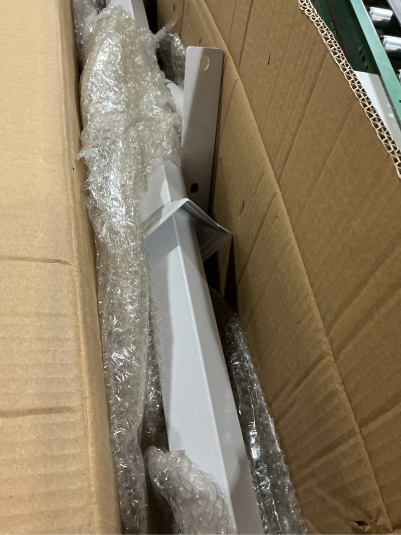 Condition photo showing New/Like New for 28"-8.5" l x 35.5" h single post wrought iron handrails for outdoor 1-3 steps, metal outdoor stair railing, railings for steps,fits garage, porch (white)