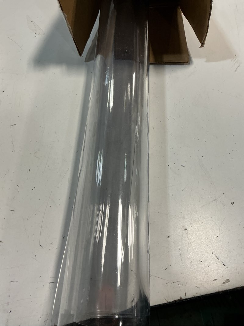 Condition photo showing As Is for clear pvc table protector square 48x48 inch waterproof vinyl crystal table protector 4 foot wipeable plastic non-slip desk pad mat children painting table cover mat office desktop topper easy clean clear 48"x48"