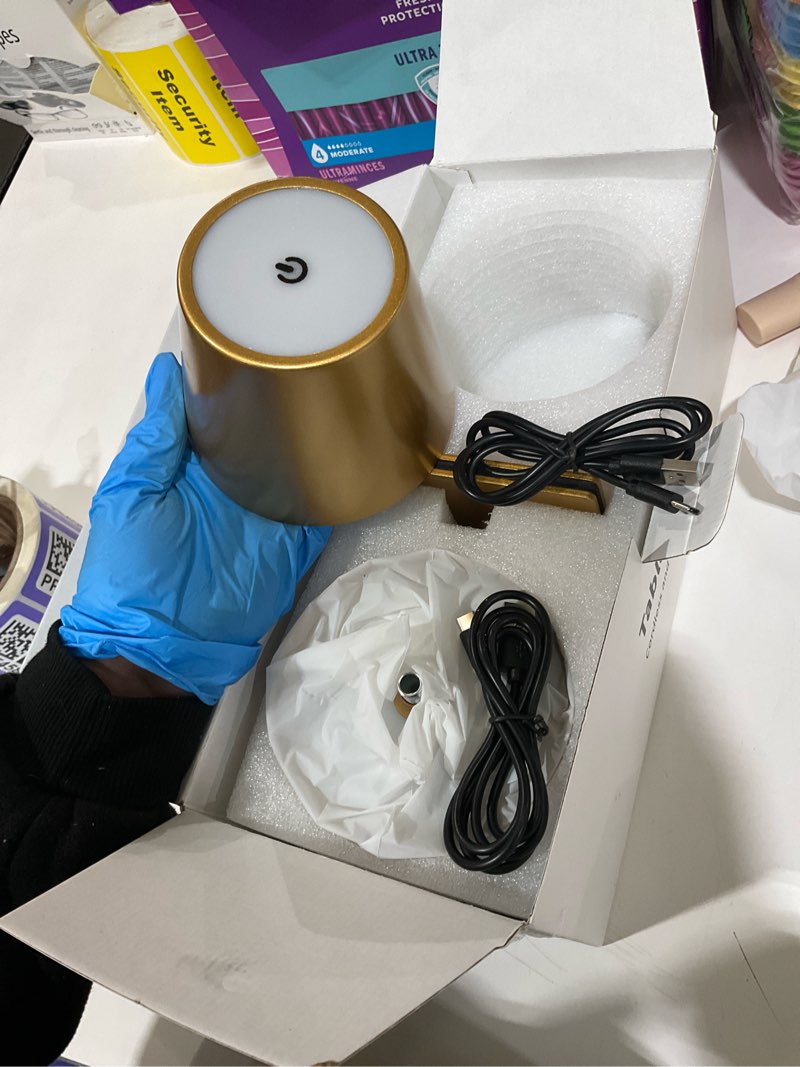 Condition photo showing Good Condition for KDG 2 Pack Cordless Table Lamp, Portable LED Desk Lamps, 5000mAh Battery Operated, 3 Color Stepless Dimming Up, for Restaurant, Bedroom, Outdoor Camping, Coffee Shop, Night Light, Rechargeable (Gold) Coated Gold-2