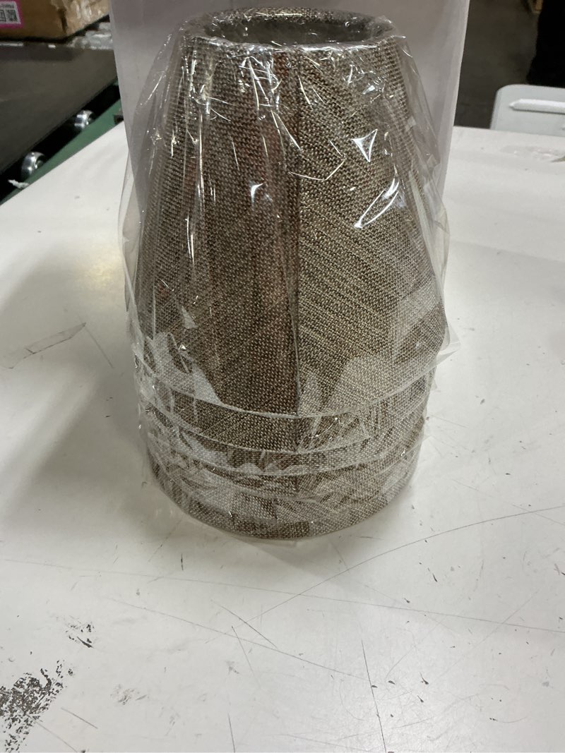 Condition photo showing New/Like New for set of 6 fabric lamp shades, linen look clip-on replacement shades (natural beige linen)