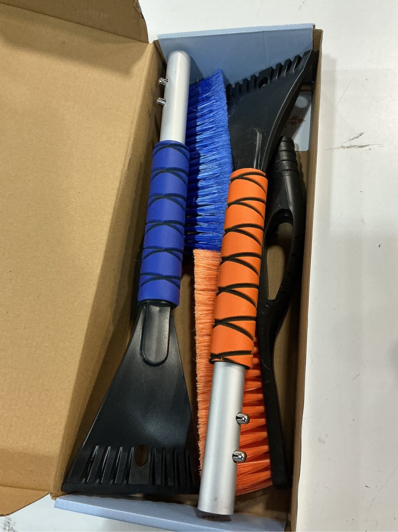 Condition photo showing Good Condition for EcoNour 27" Car Snow Brush and Ice Scrapers for Car Windshield (2 Pack) | Scratch Free Bristle Head Snow Brush & Tough Window Snow Scraper with Aluminium Body | Snow Removal Winter Car Accessories Blue & Orange