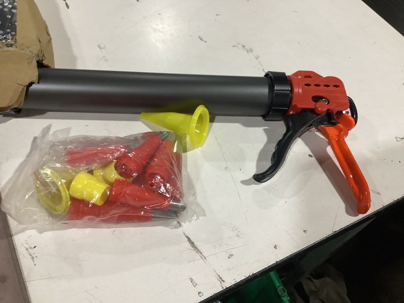 Condition photo showing New/Like New for 20 oz sausage caulk gun, one-touch drip-free | effortless & professional design with heavy-duty metal body, 18:1 thrust ratio | for 20 oz sausage packs