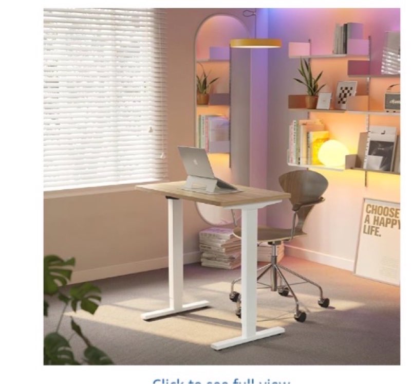 HUANUO 32" Small Electric Standing Desk Adjustable Height, 4 Memory Height Settings, Sit Stand Up Desk for Home Office & Computer Workstation, LightWalnut