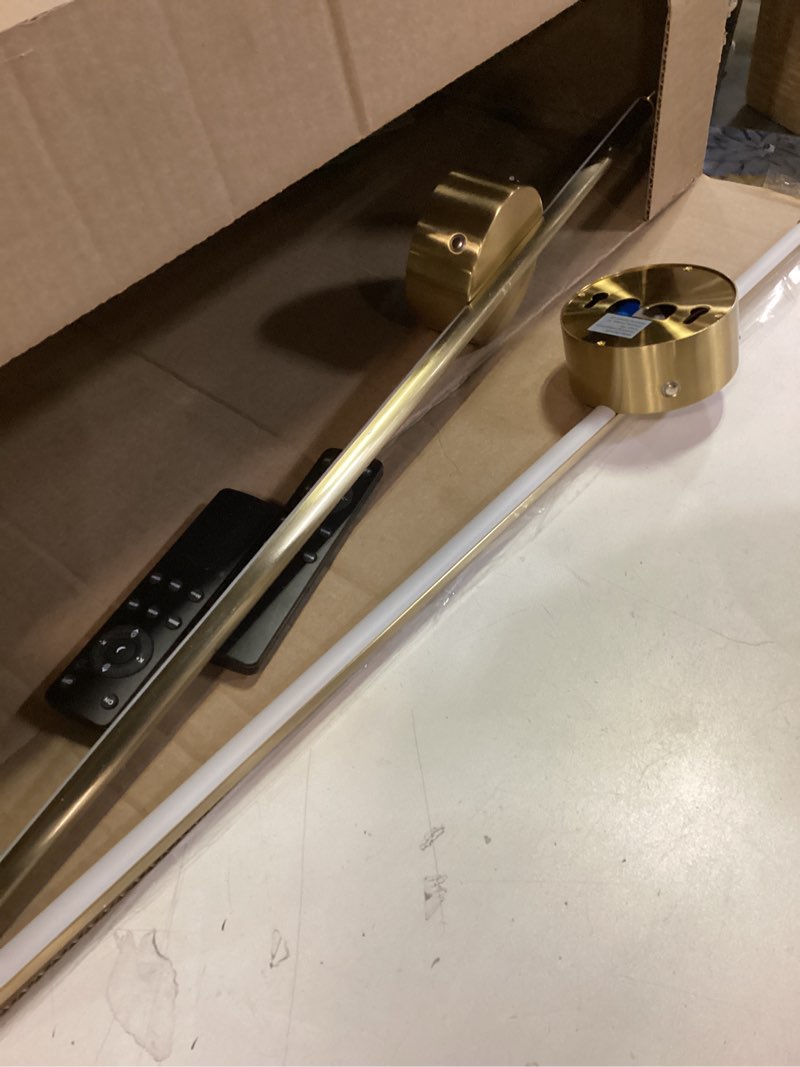 Condition photo showing As Is for Battery Operated Modern Wall Sconces, Dimmable Wireless Wall Light Set of Two with Remote Control, 3 Color Temperatures, Rechargeable LED Wall Sconce for Bedroom, Living Room, Hallway, 27.6 Inch Brass Brass 27.6 Inch