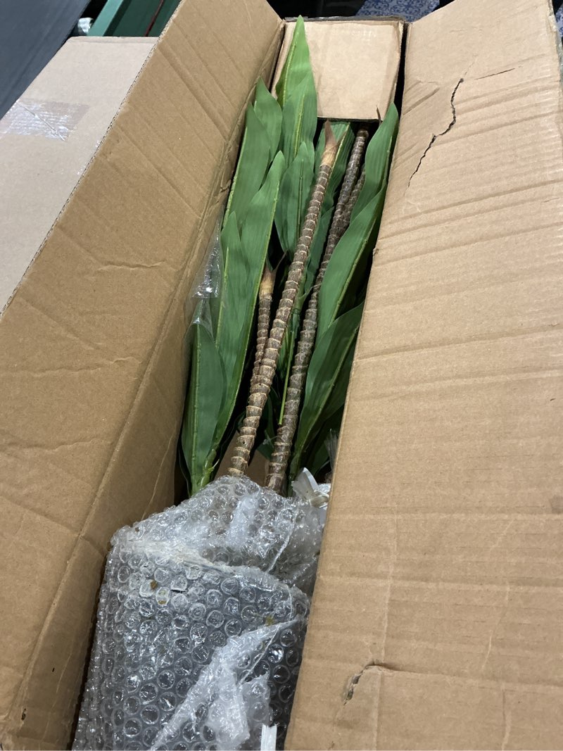 Condition photo showing Good Condition for nearly natural 48in artificial dracaena with real touch leaves and multi tonal trunks, large indoor silk plant with pot, maintenance free for living room and home office decor green