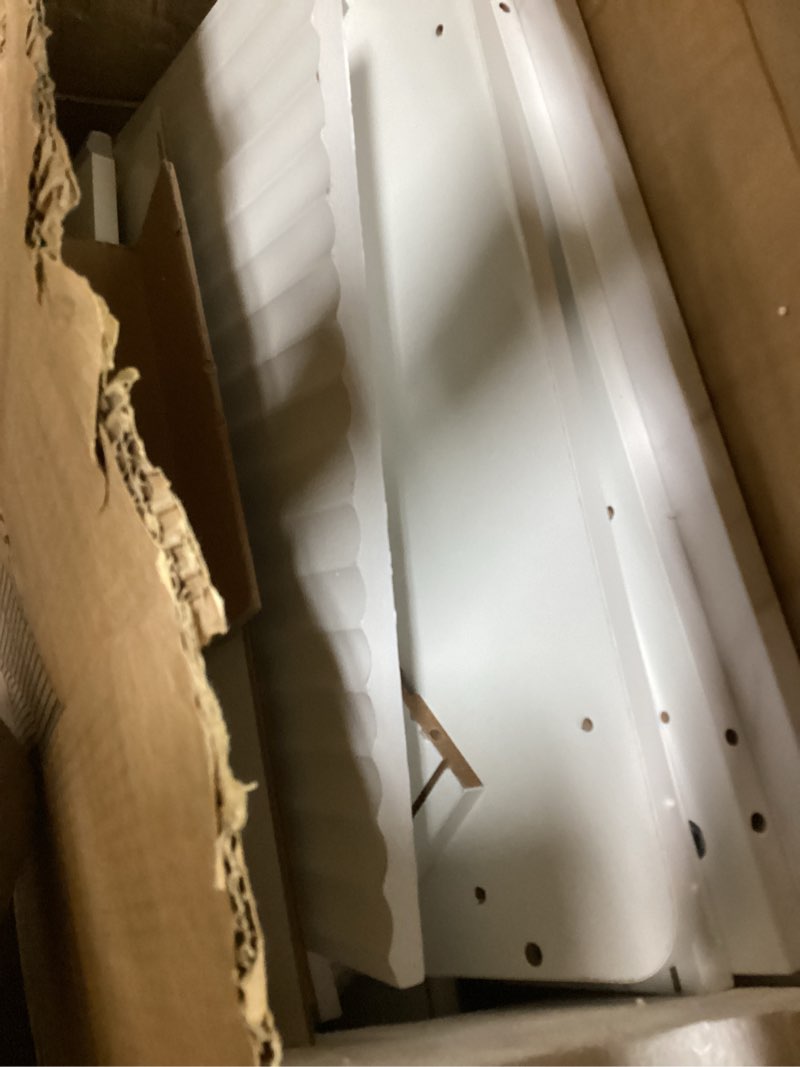 Condition photo showing As Is for Modern Fluted Nightstand, Bedside Table with Charging Station, Curved Profile Design, Faux Marble To