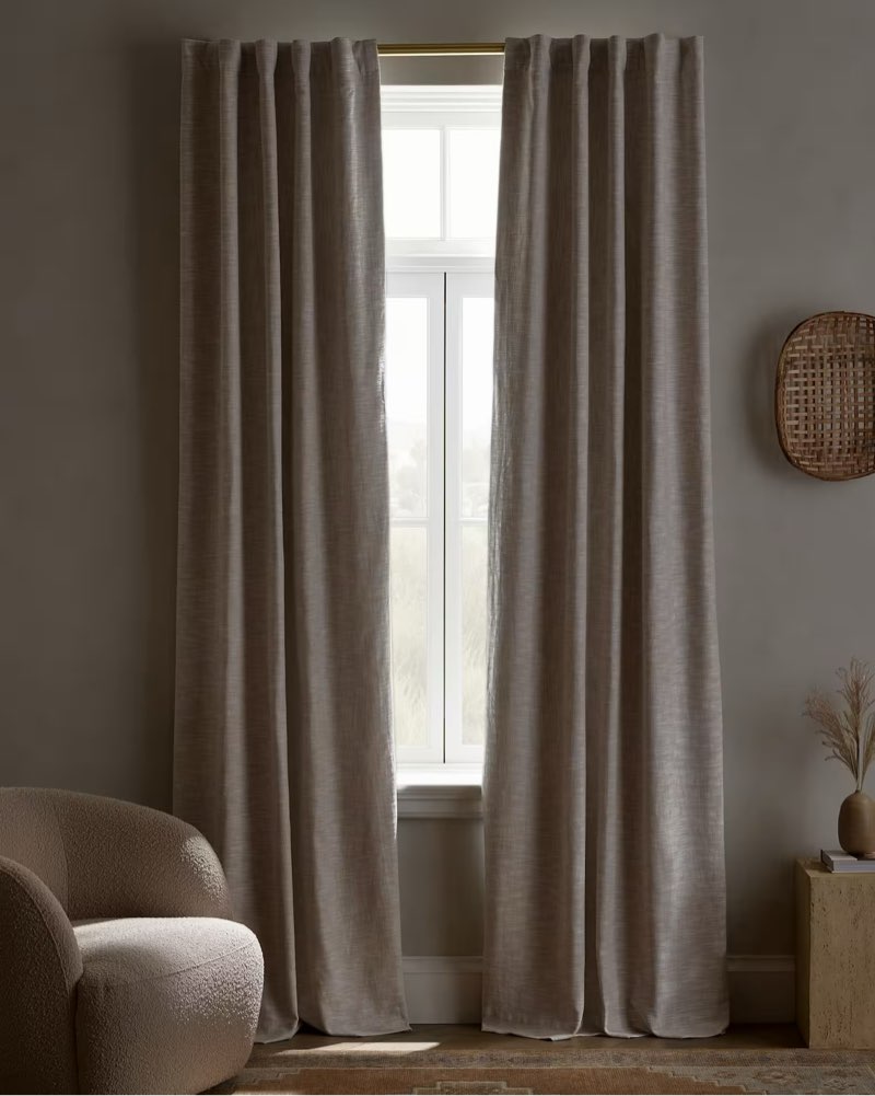 quince textured cotton room darkening curtain oatmeal 48x84 in