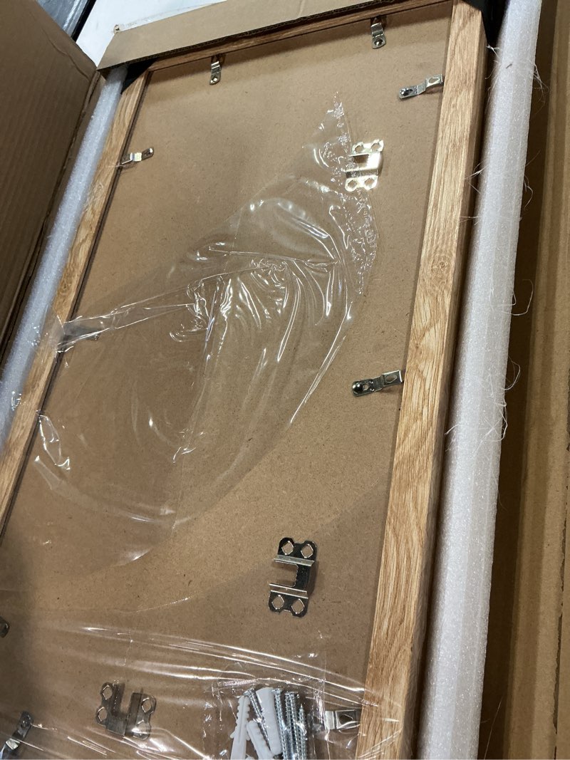 Condition photo showing New/Like New for hongkee 10x20 picture frame set of 2, natural oak wood frame with real glass collage frame, display pictures three 5x7 with mat or 10 x 20 without mat - horizontal or vertical wall mounting natural oak 10x20 in matted to 3-5x7
