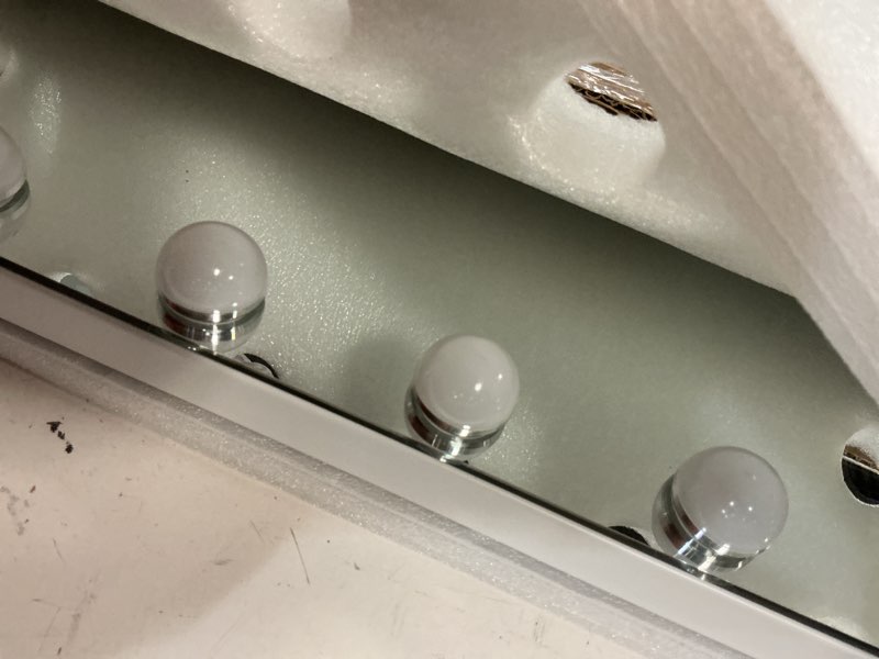 Condition photo showing Good Condition for vanity mirror with lights lighted makeup mirror with dimmable led bulbs,3 color lighting modes,usb charging port touch control,sturdy metal frame design,white (50x40cm, 4.70) white 19.7"l x 16.6"w