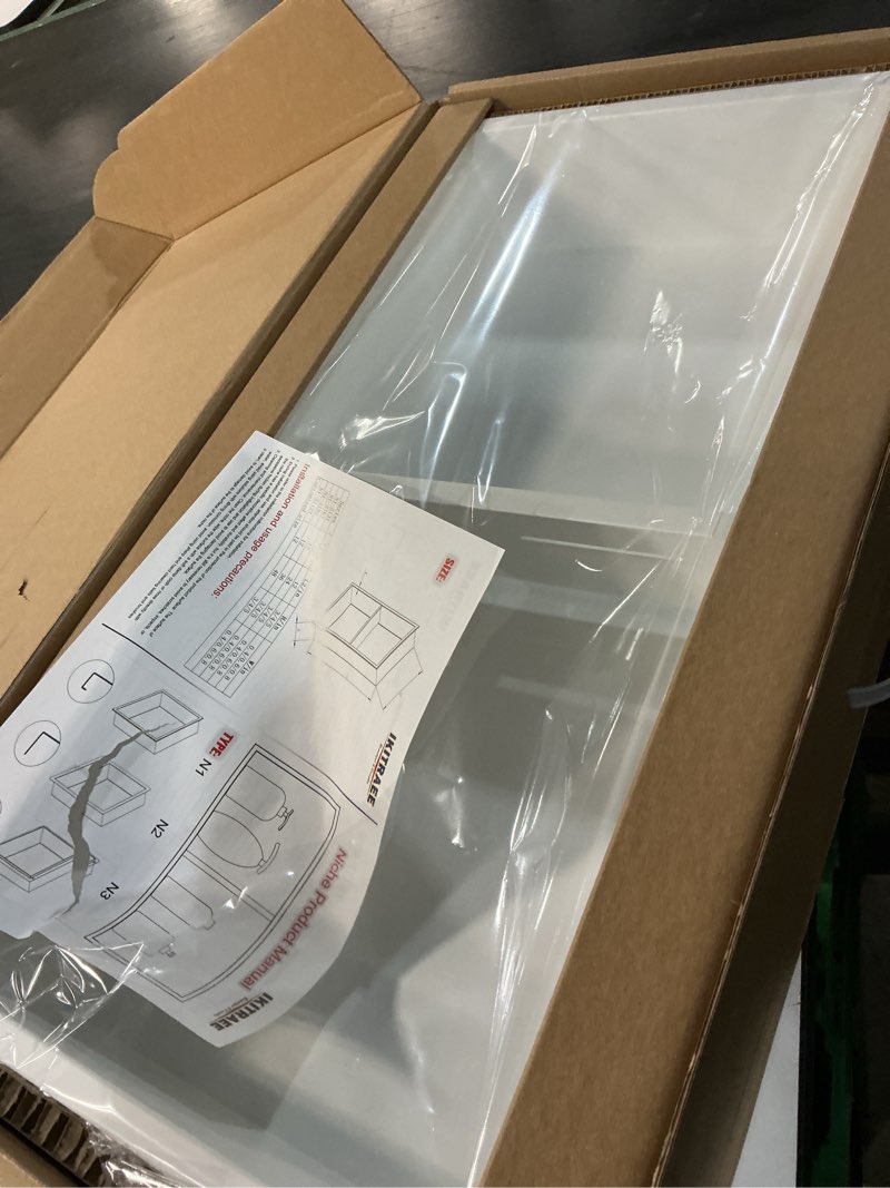 Condition photo showing Good Condition for recessed wall niche for shower room storage,double-layer shelves,wall insert tile ready,stainless steel(white, 24 * 12 in) white 24 * 12 in